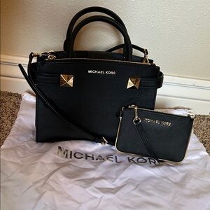 Michael Kors Karla East and West Small Satchel with Credit Card/Coin Pouch